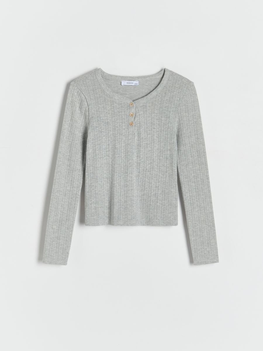 Shirt with neckline buttons - light grey - RESERVED - 2