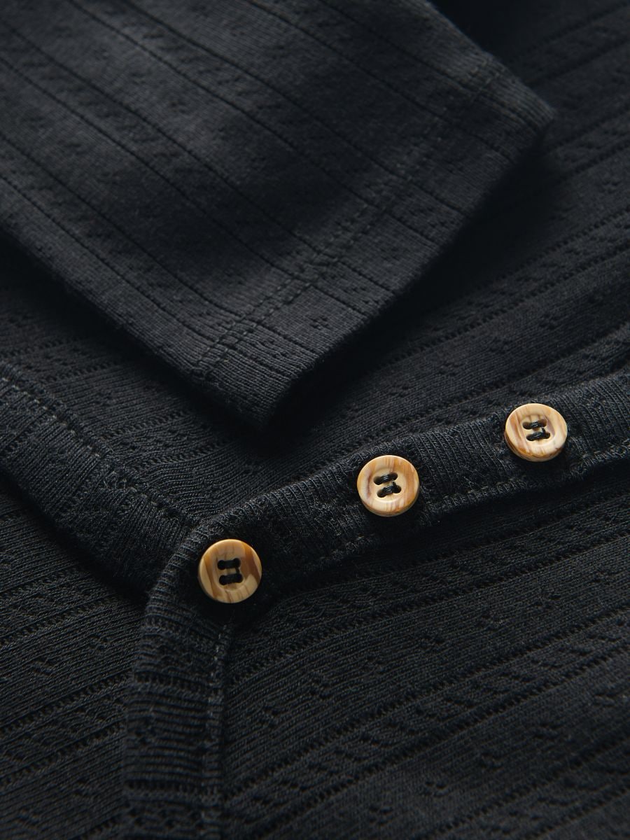 Shirt with neckline buttons - black - RESERVED - 2