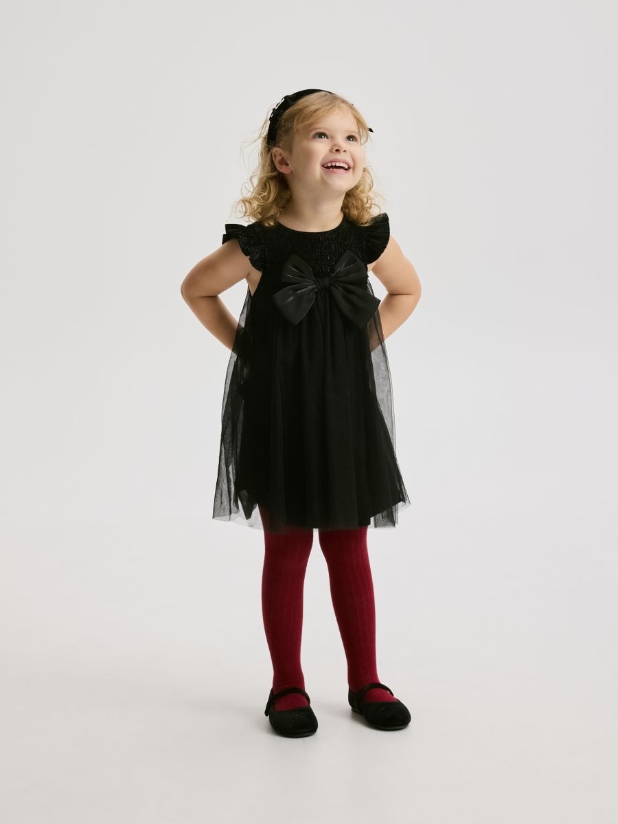 Rochie cu fundă - negru - RESERVED