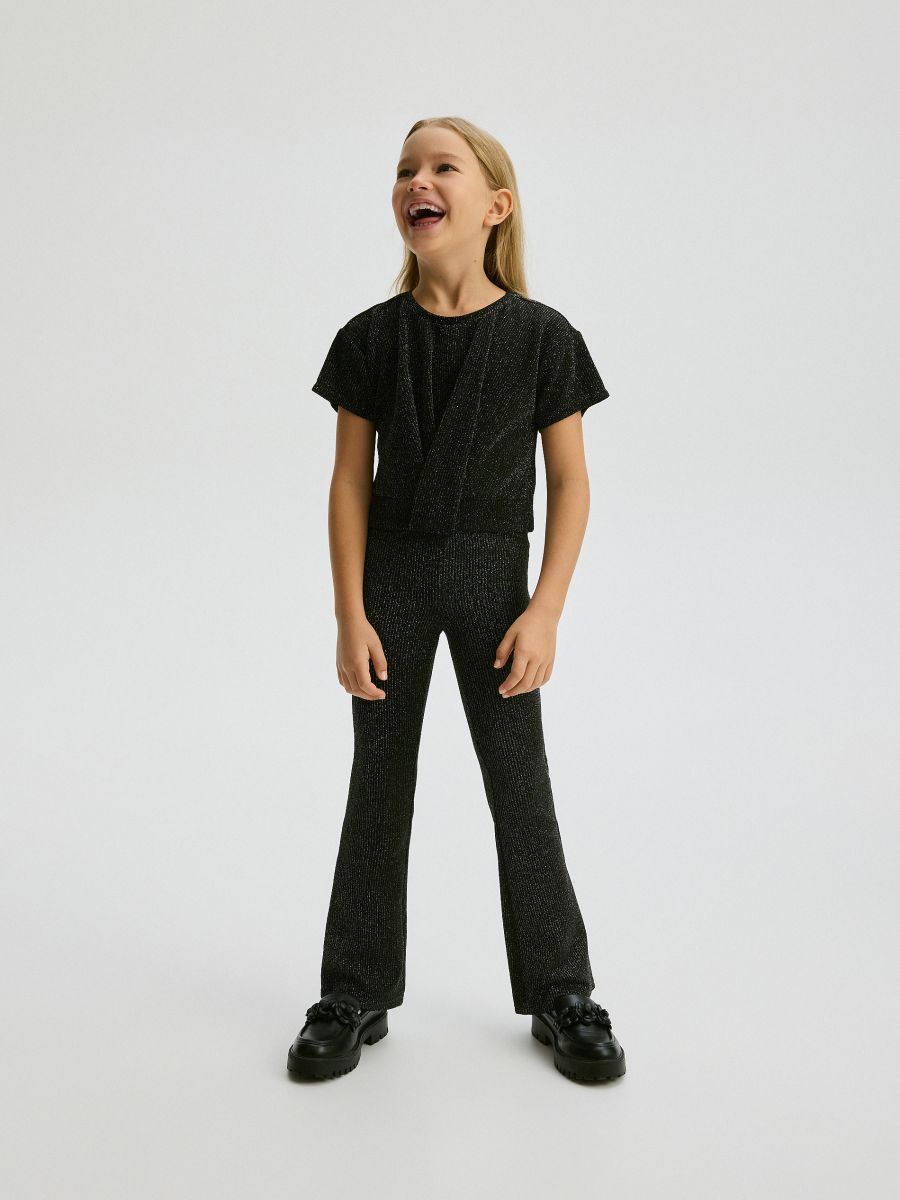 Flare trousers with metallic thread - black - RESERVED - 3