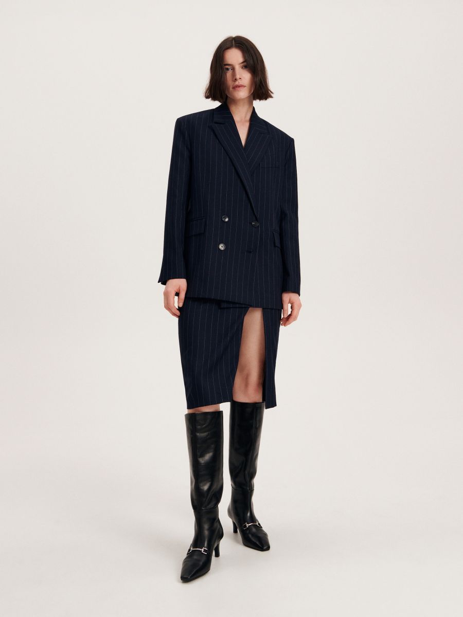 Oversized stripe blazer - navy - RESERVED - 2