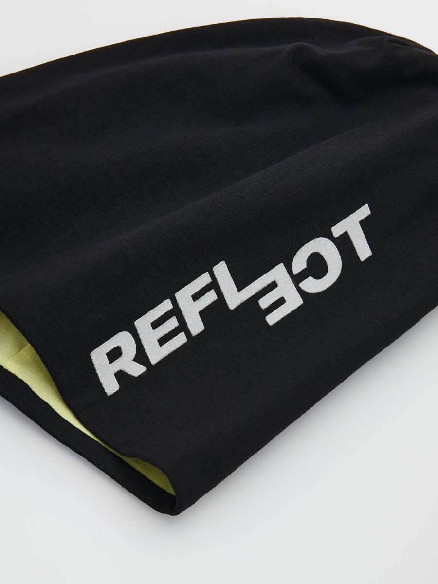 Beanie with reflective slogan - black - RESERVED - 2