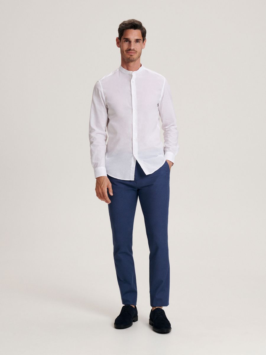 Παντελόνι chino slim - ΜΠΛΕ - RESERVED