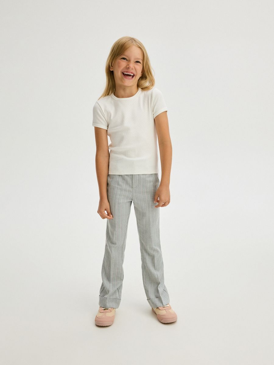 Stripe flare trousers - light grey - RESERVED - 2