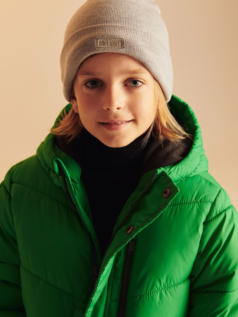 Jersey beanie with patch - light grey - RESERVED - 2