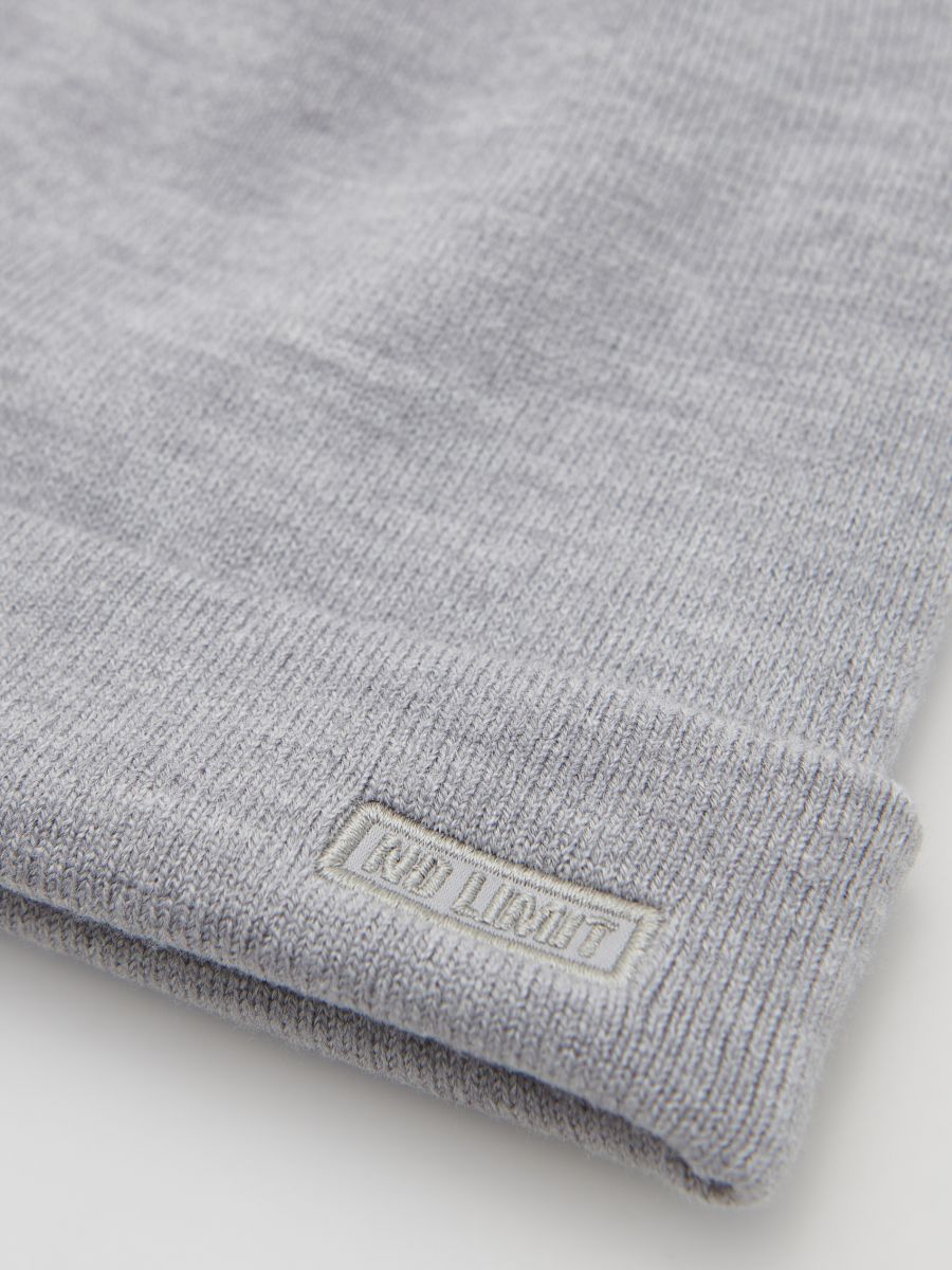 Jersey beanie with patch - light grey - RESERVED - 3
