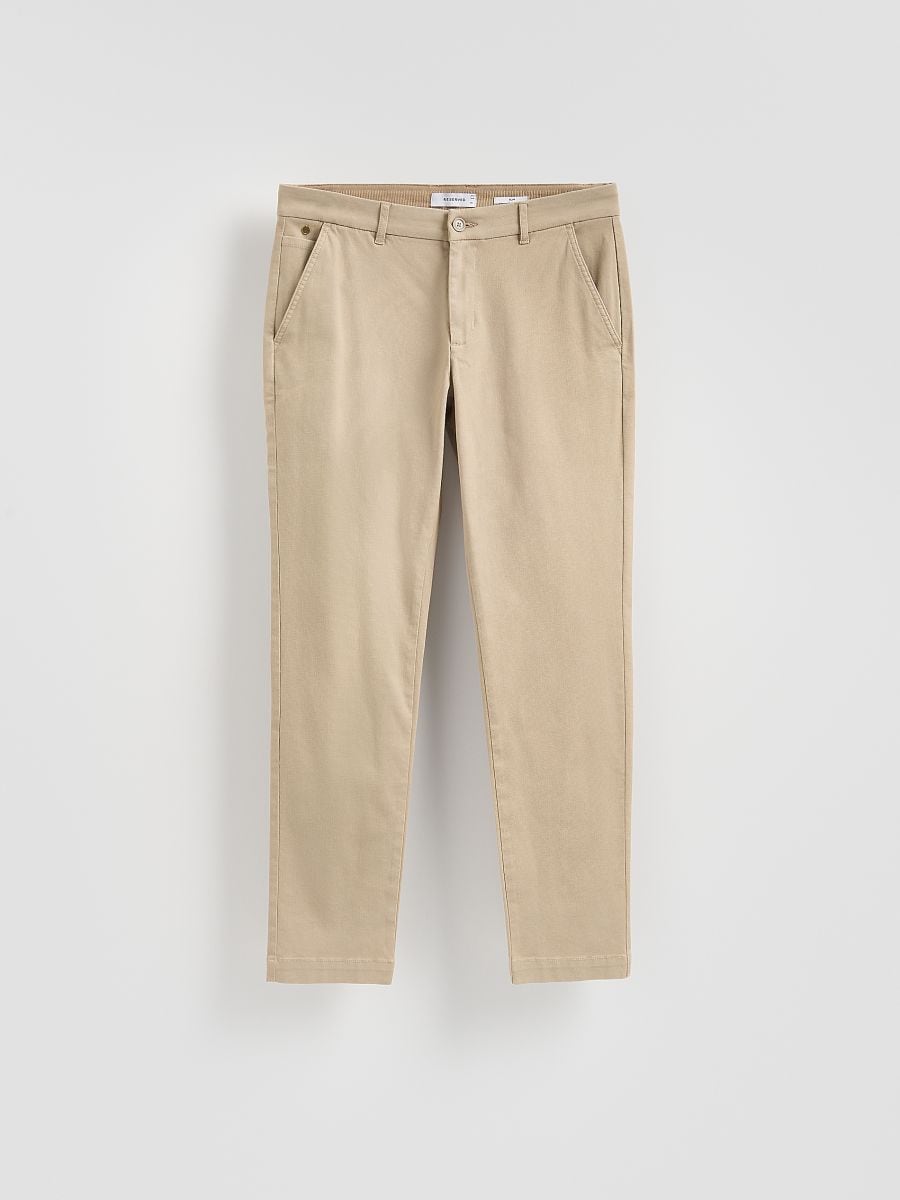 Slim chino pantalone - bež - RESERVED