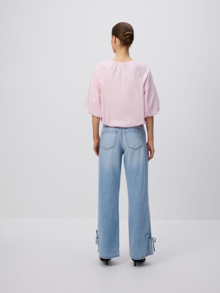 Bluse aus Baumwolle mit Bindedetail - rosa - RESERVED - 4