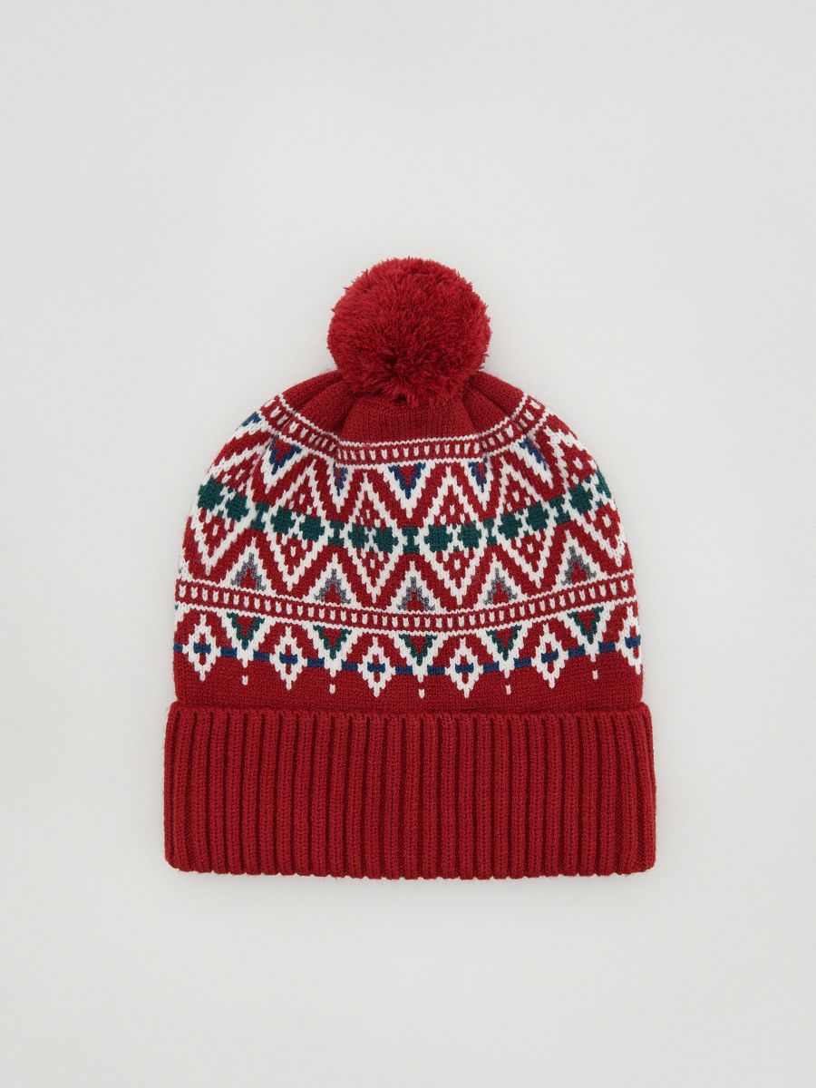 Beanie with pom pom - red - RESERVED - 2