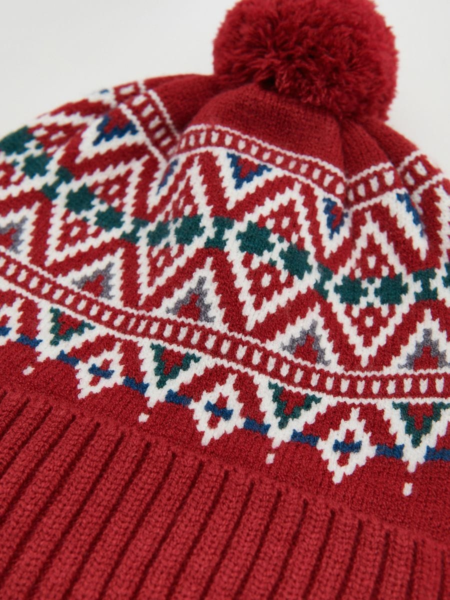 Beanie with pom pom - red - RESERVED - 5