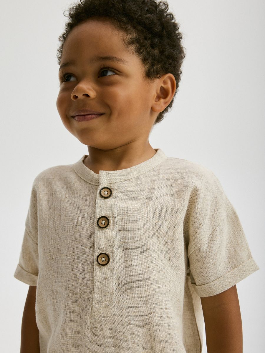 Linen blend playsuit - beige - RESERVED - 6