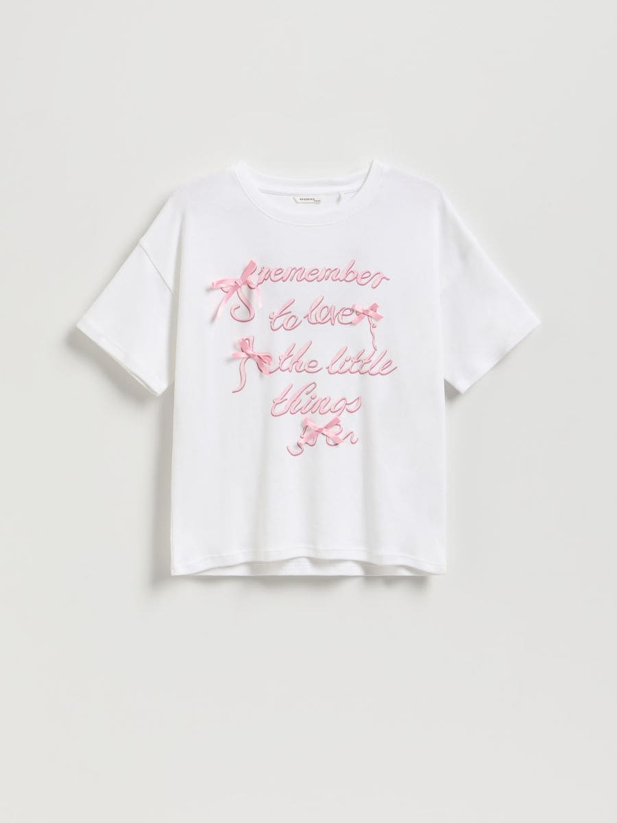T-shirt with appliqué - cream - RESERVED