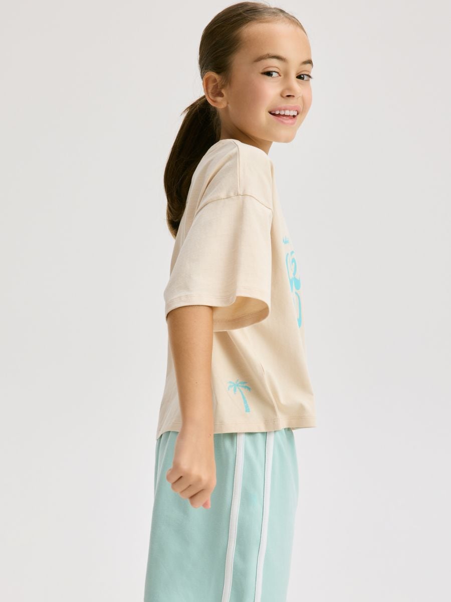 Cotton T-shirt with print - beige - RESERVED - 5