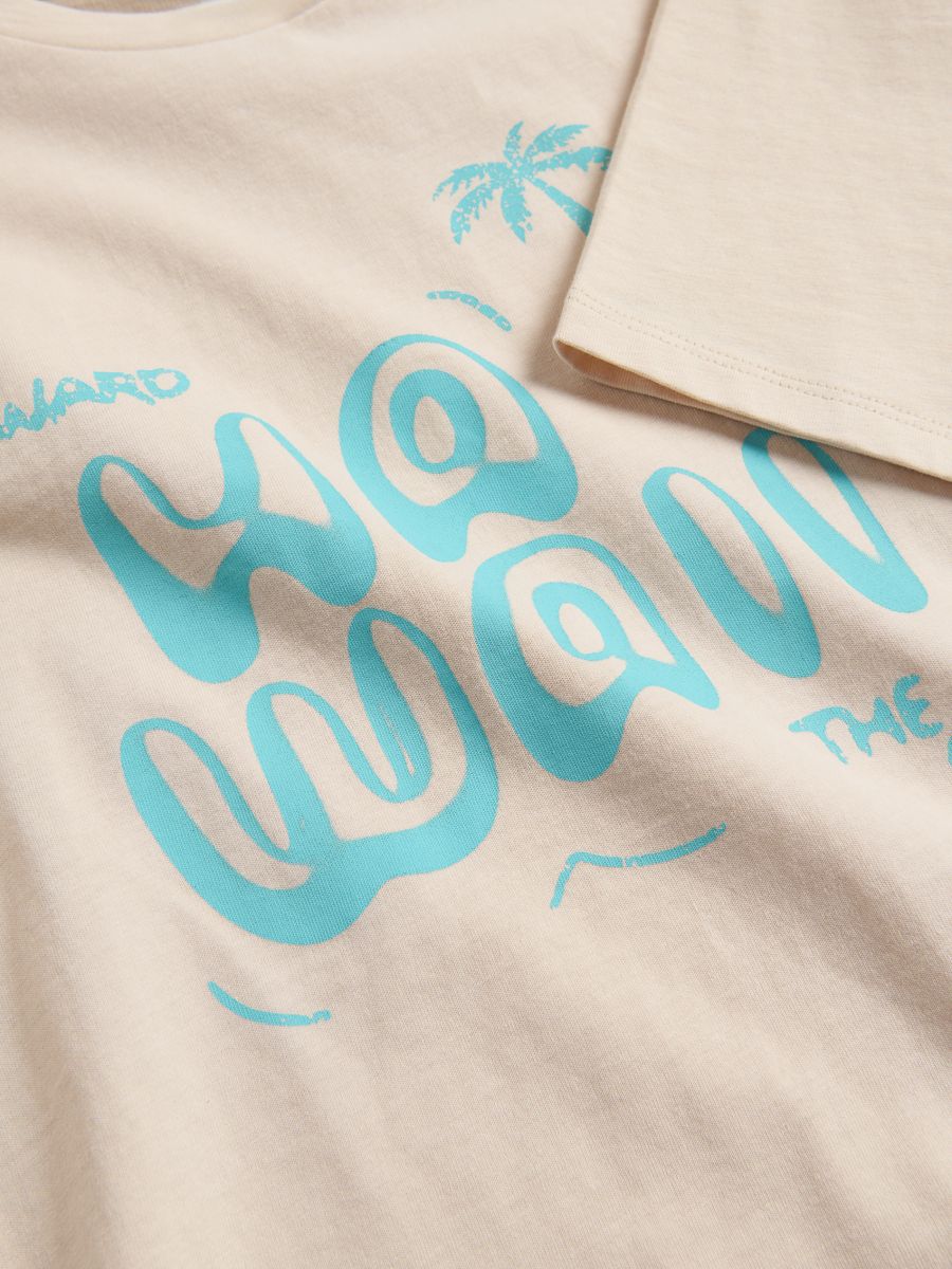 Cotton T-shirt with print - beige - RESERVED - 2