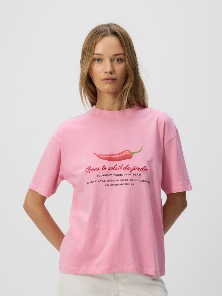 T-shirt with print - pink - RESERVED
