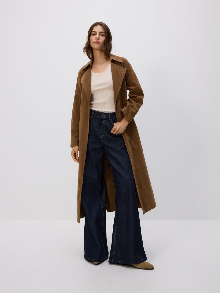 Wide-leg jeans with lyocell - navy - RESERVED