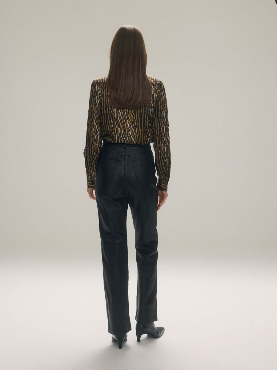 Leren broek - ZWART - RESERVED - 4