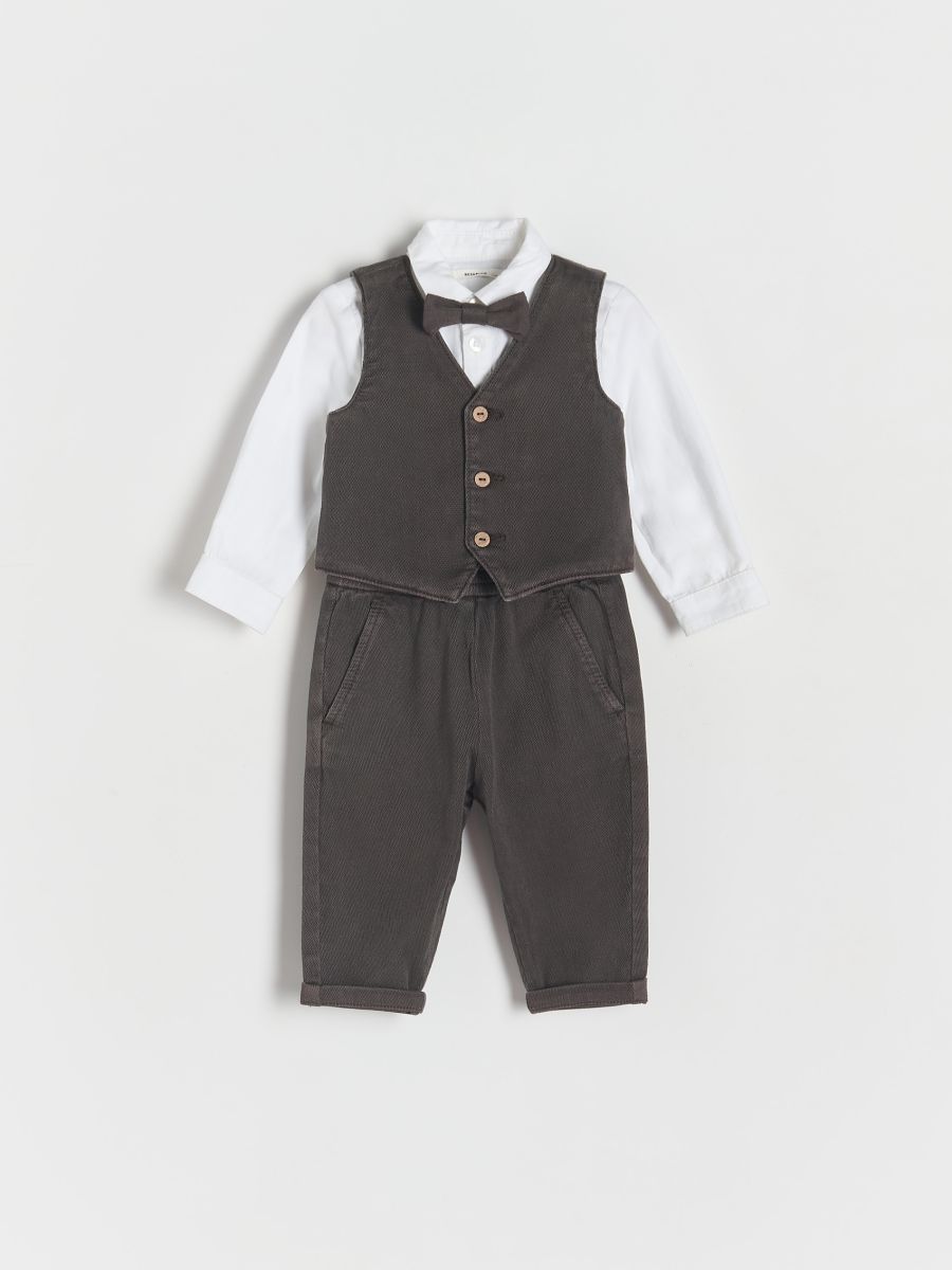 BABIES` TROUSERS, VEST, BODY & BOW TIE - mørkegrå - RESERVED