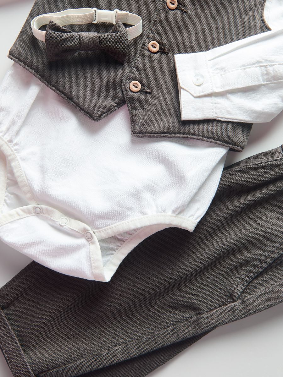 Elegant set with bow tie - dark grey - RESERVED - 2
