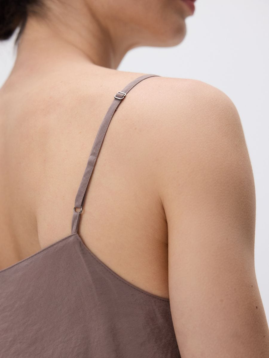 Trägerkleid aus Modal - kaffee - RESERVED - 5