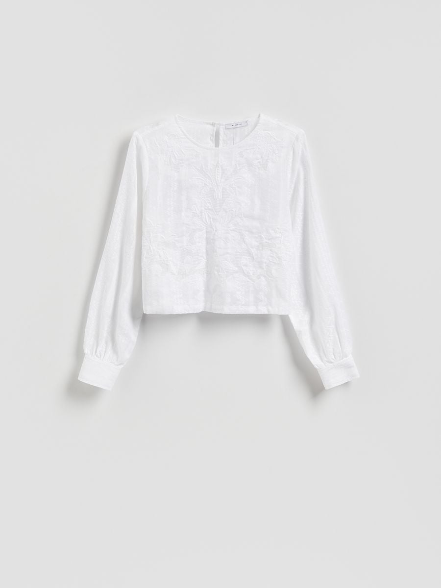 Blouse with embroidery pattern - cream - RESERVED