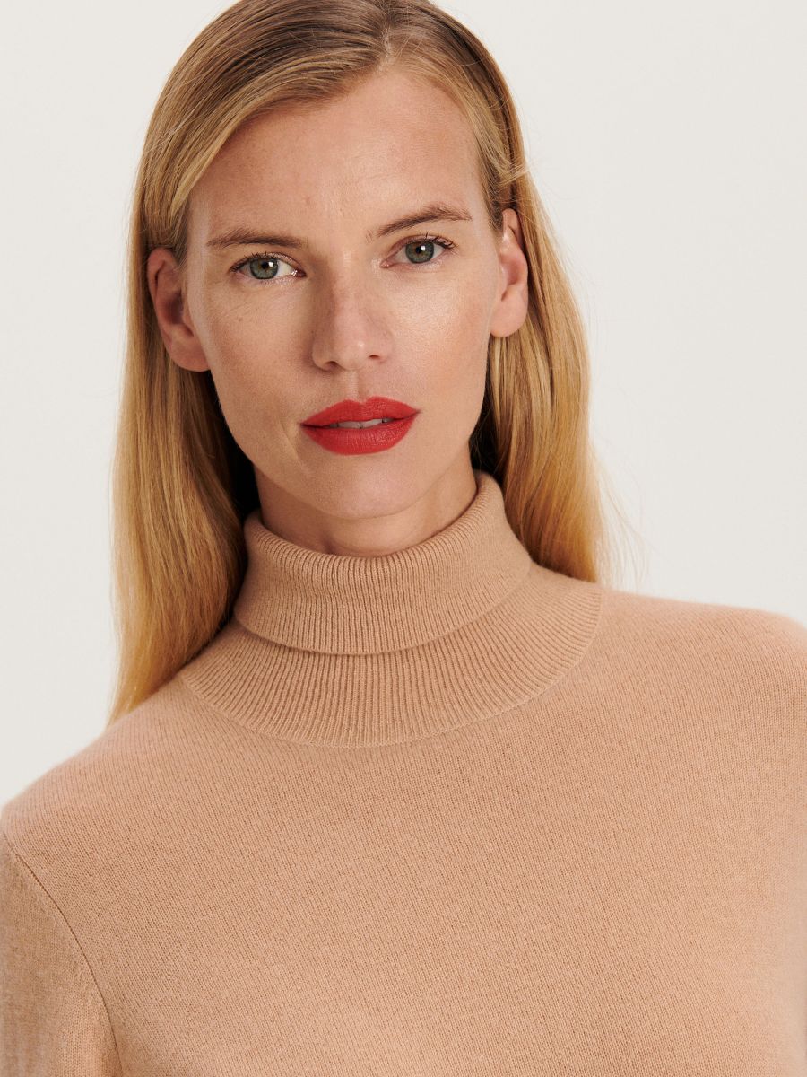Pull en coton à col roulé - Beige - RESERVED - 3