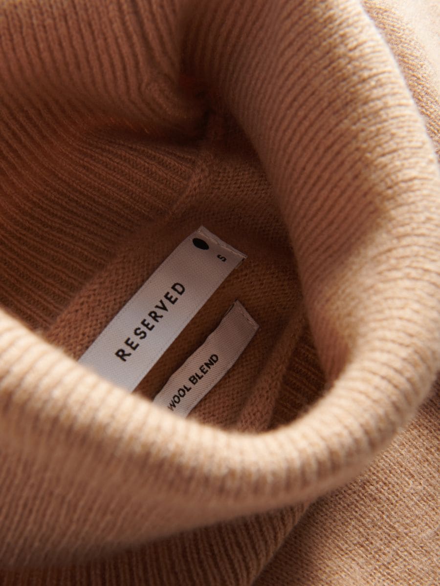 Pull en coton à col roulé - Beige - RESERVED - 5