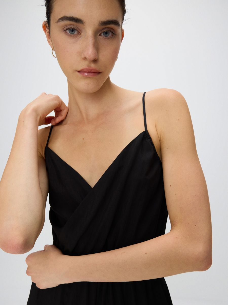 Wrap front viscose rich jumpsuit - black - RESERVED - 3