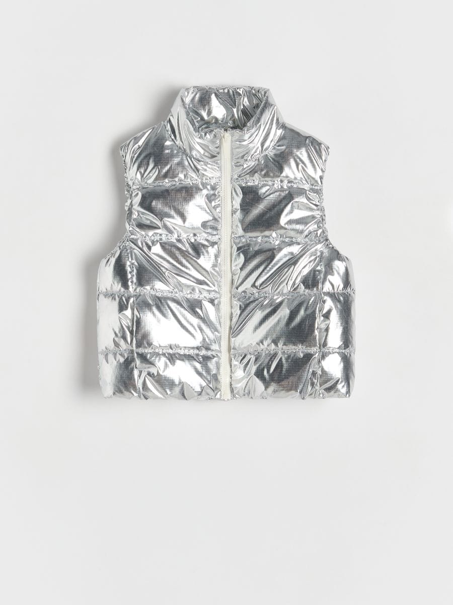 Vest with metallic effect - silver - RESERVED - 4