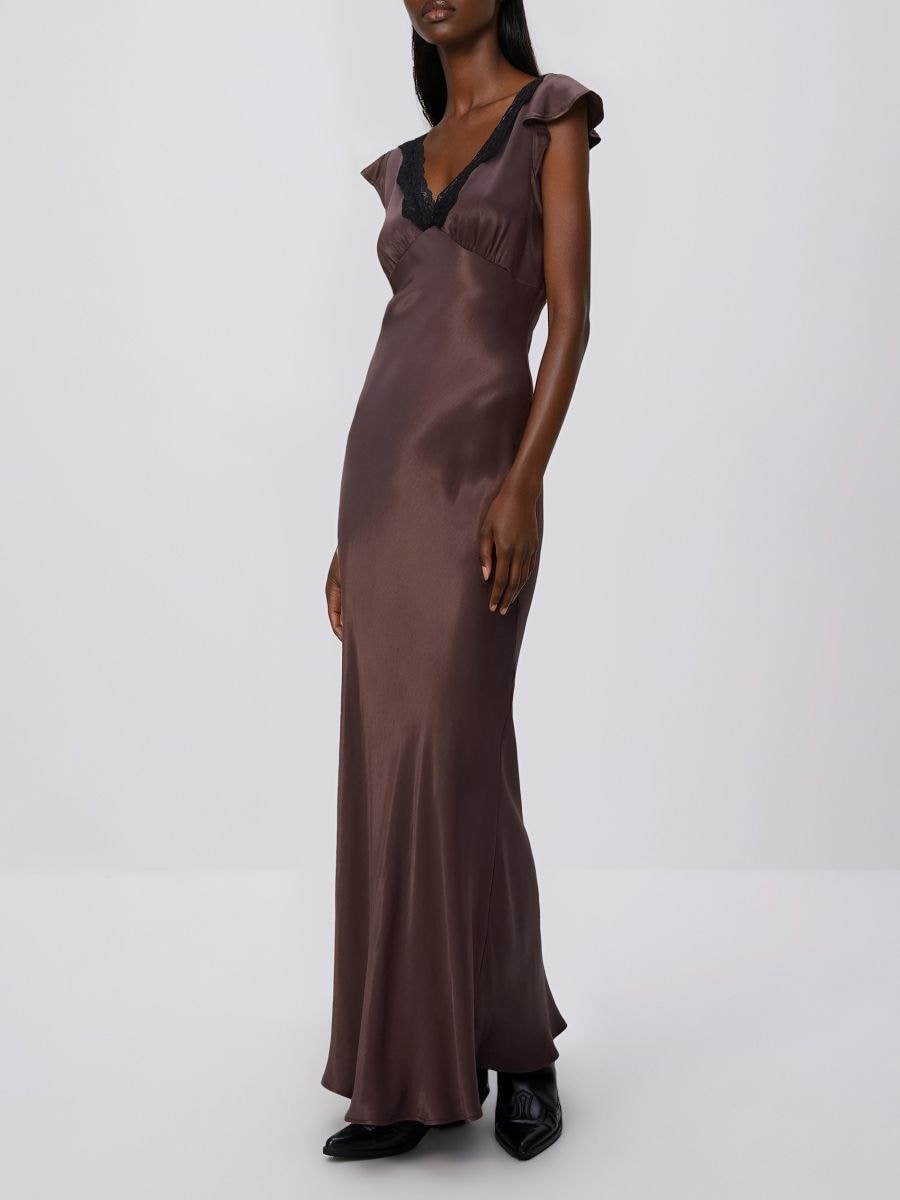 Šaty z viskózy - hnědá - RESERVED