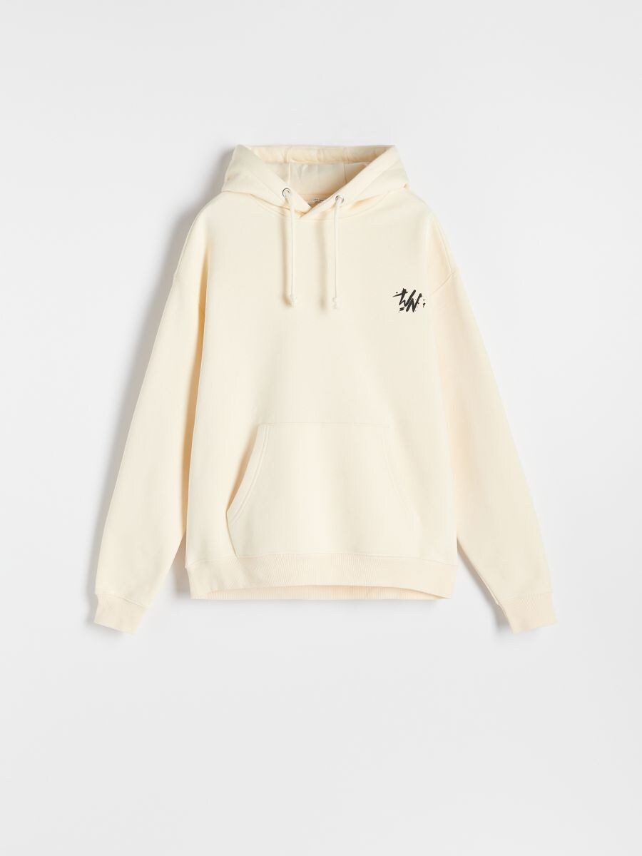 Hoodie with artistic print - cream - RESERVED - 3