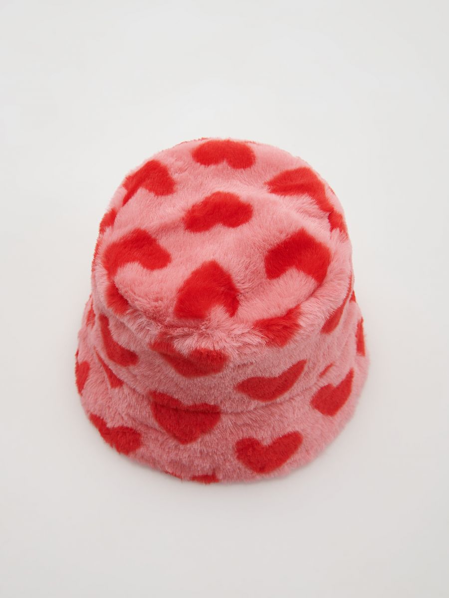 Fluffy hat with heart pattern - multicolor - RESERVED - 3