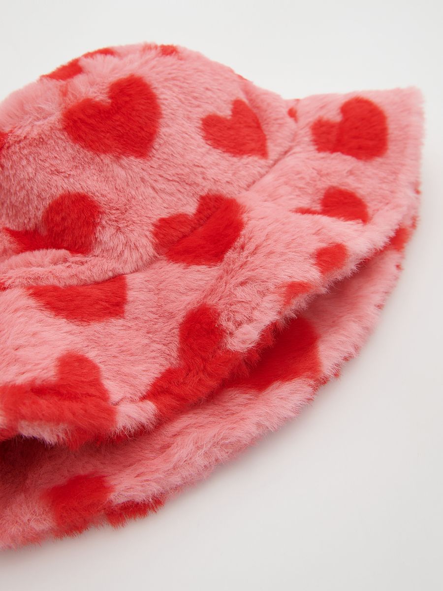 Fluffy hat with heart pattern - multicolor - RESERVED - 2