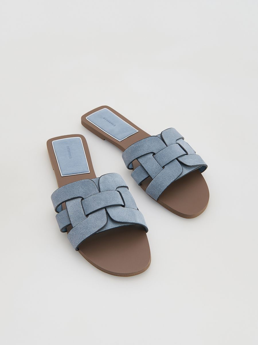 Suede slides - light blue - RESERVED - 2