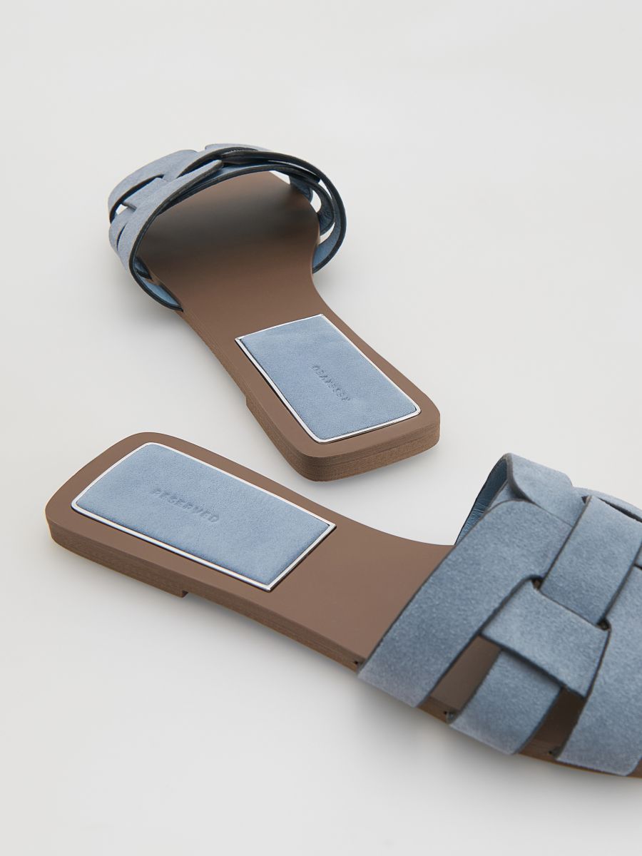 Suede slides - light blue - RESERVED - 3