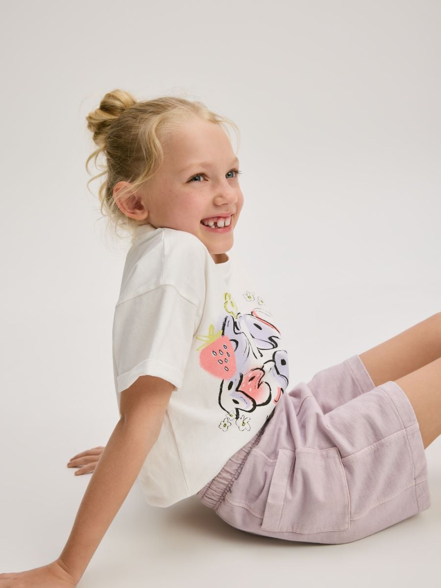Cotton T-shirt with print - cream - RESERVED - 3