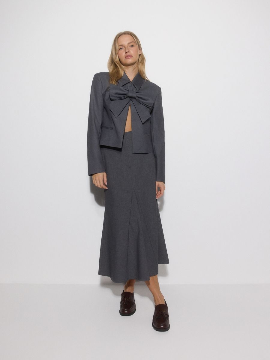 Cropped blazer with bow detail - mid grey - RESERVED - 4