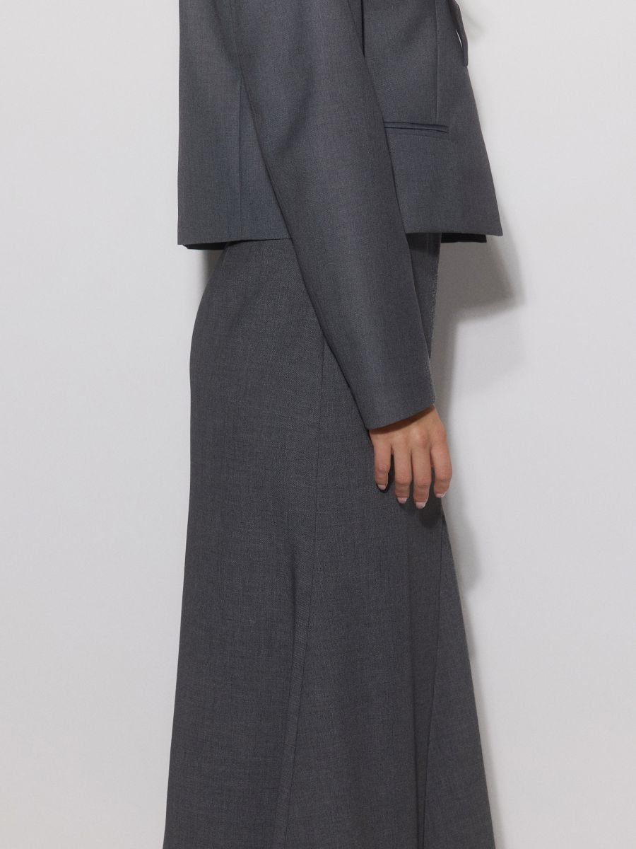 Cropped blazer with bow detail - mid grey - RESERVED - 2