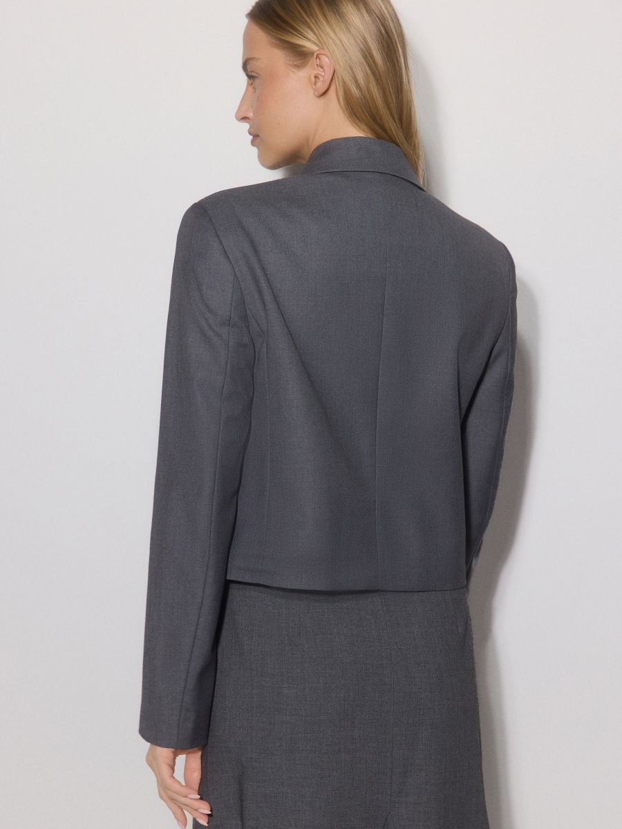 Cropped blazer with bow detail - mid grey - RESERVED - 6