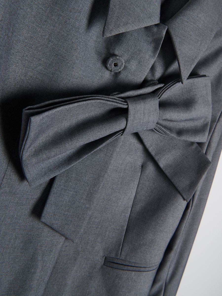 Cropped blazer with bow detail - mid grey - RESERVED - 5