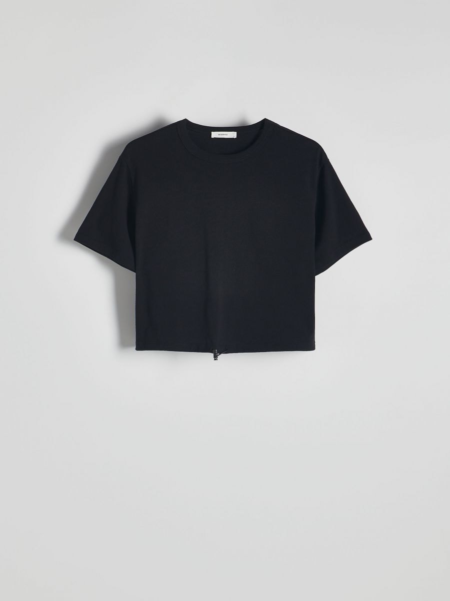 Tricou cu șnur - negru - RESERVED