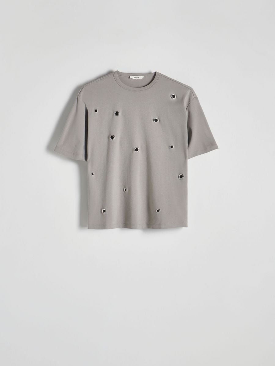Oversize tričko s cvočky - světle šedá - RESERVED