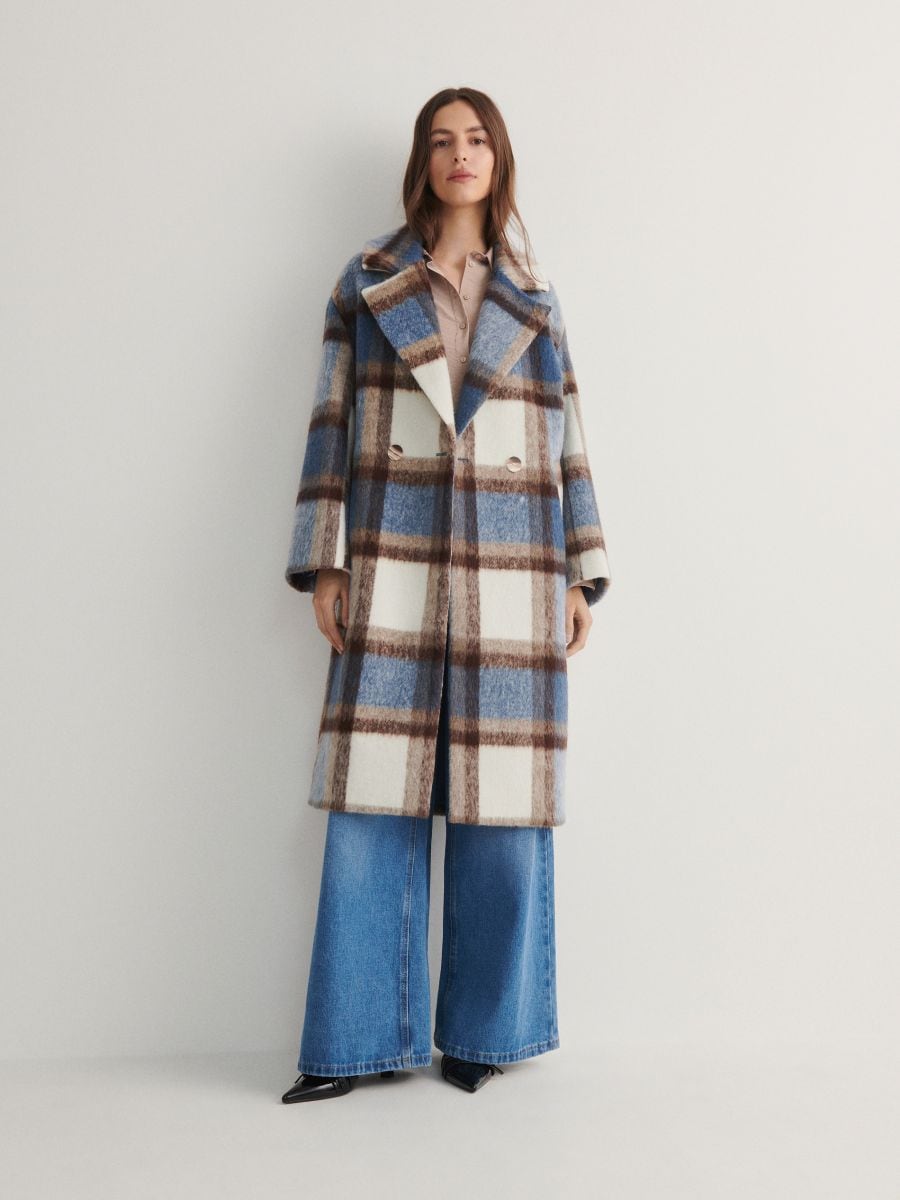 Double breasted check coat - bunt - RESERVED