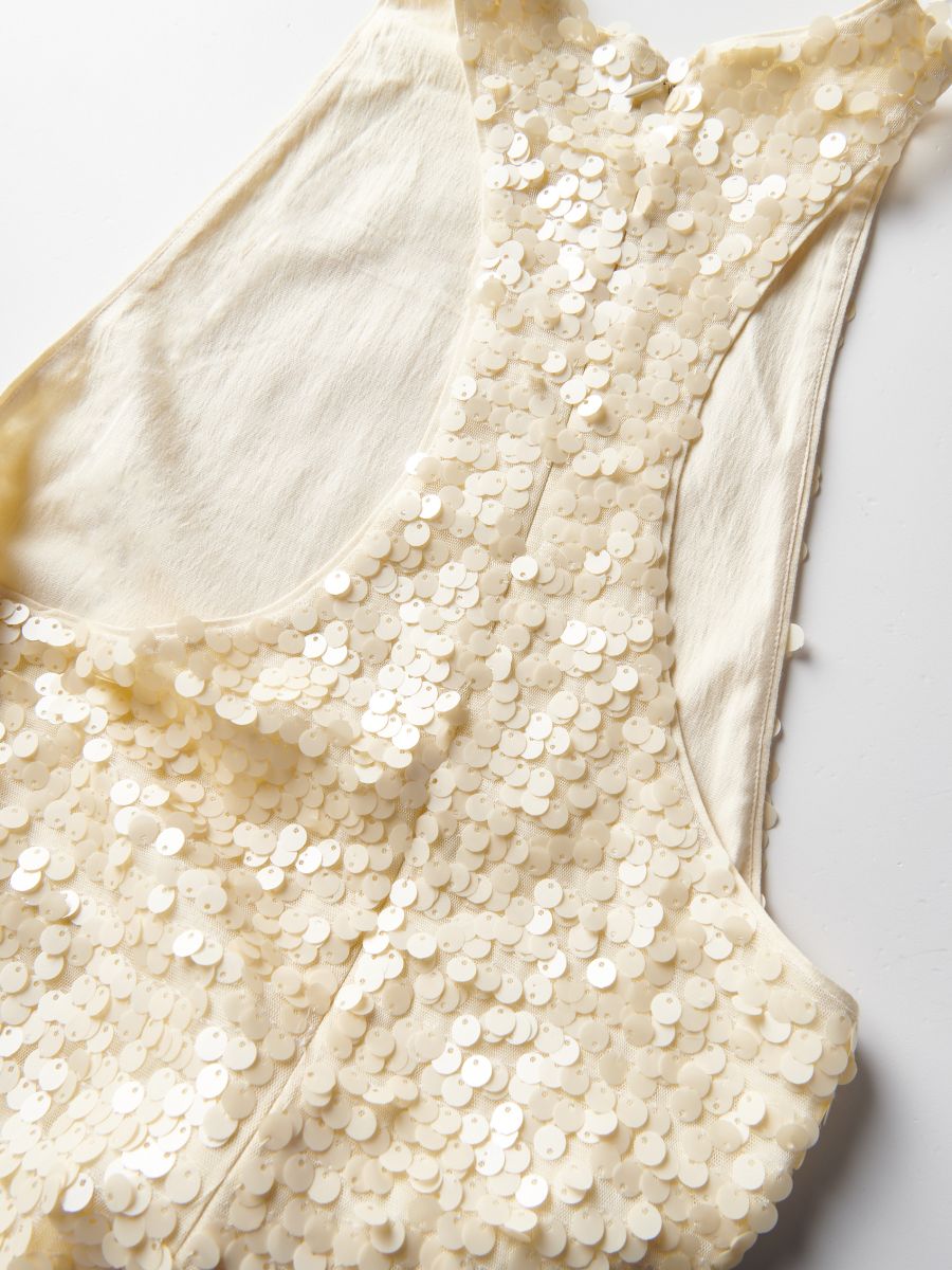 Robe à sequins - crème - RESERVED - 4
