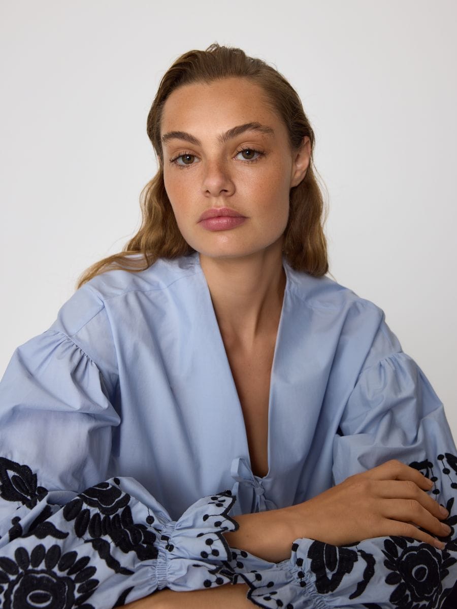 Shirt with decorative embroidery - multicolor - RESERVED