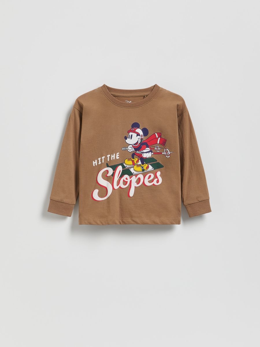 Langarmshirt aus Baumwolle Mickey Mouse - kaffee - RESERVED