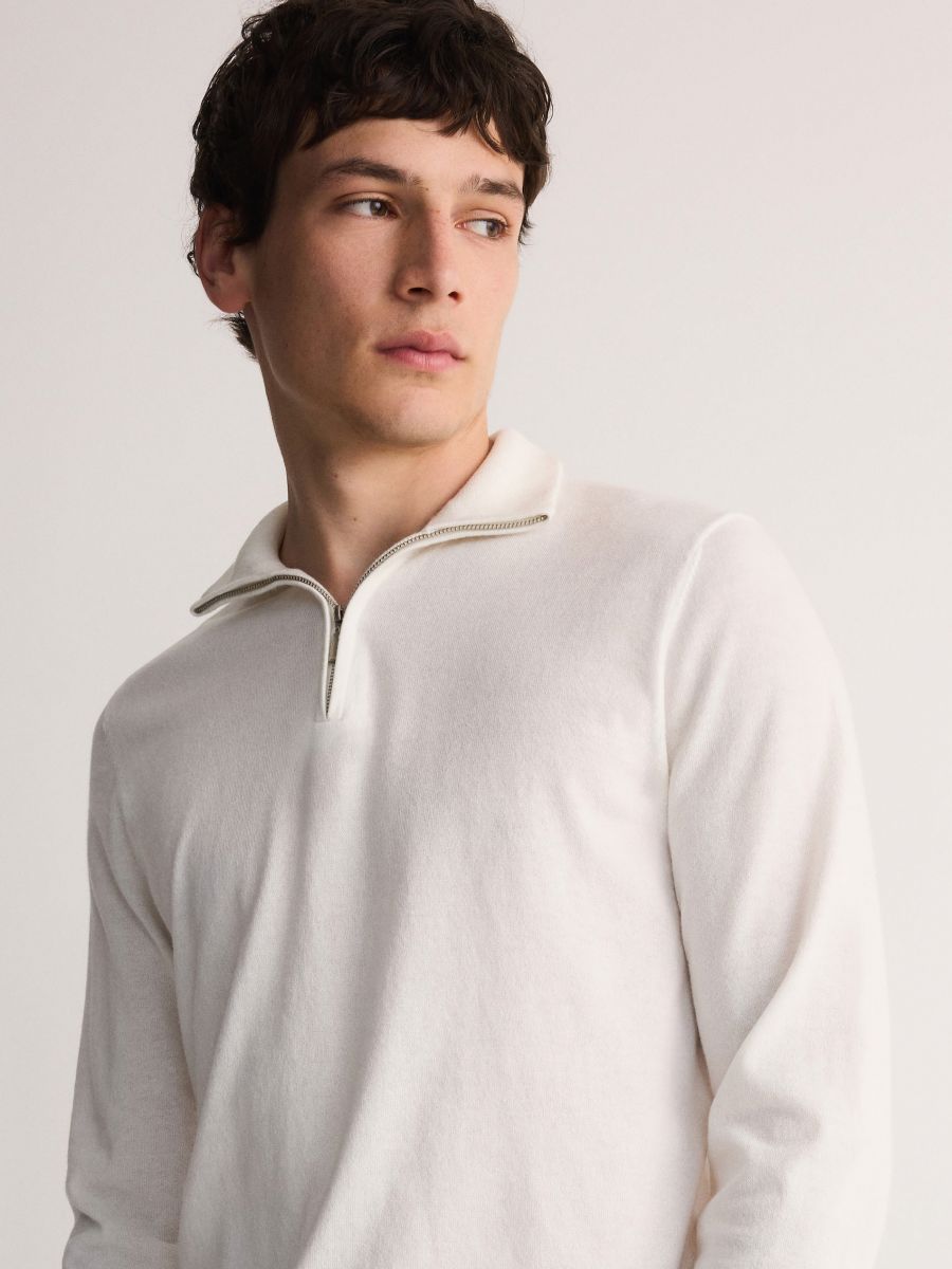 Jumper with stand up collar - cream - RESERVED - 3