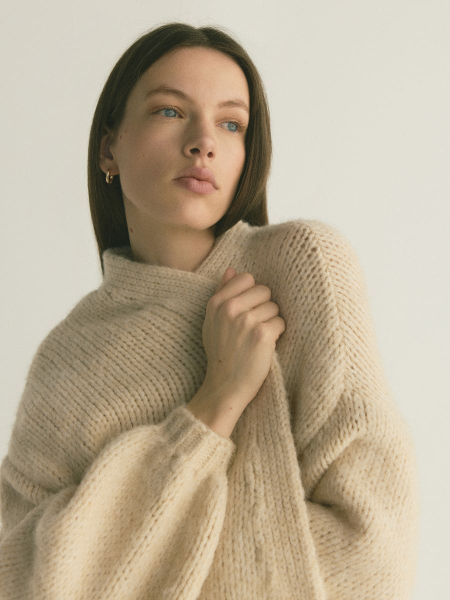 Cardigan with dropped shoulders - nude - RESERVED - 2