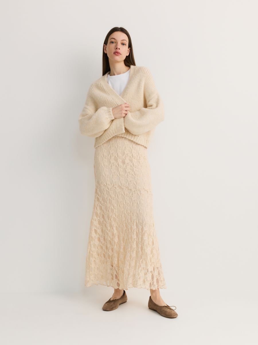 Cardigan with dropped shoulders - nude - RESERVED - 5