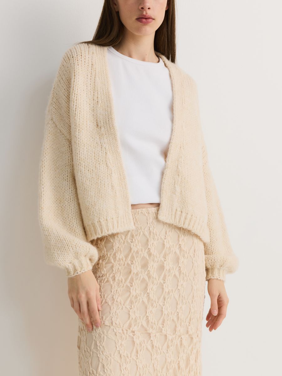 Cardigan with dropped shoulders - nude - RESERVED - 7